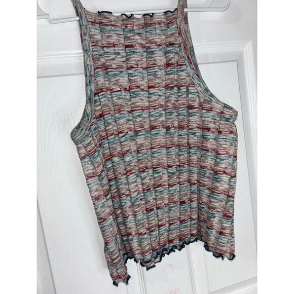 Anthropologie Akemi + Kin Kaden Multicolored Ribbed Ruffle Knit Tank Top Sz M - Picture 5 of 5